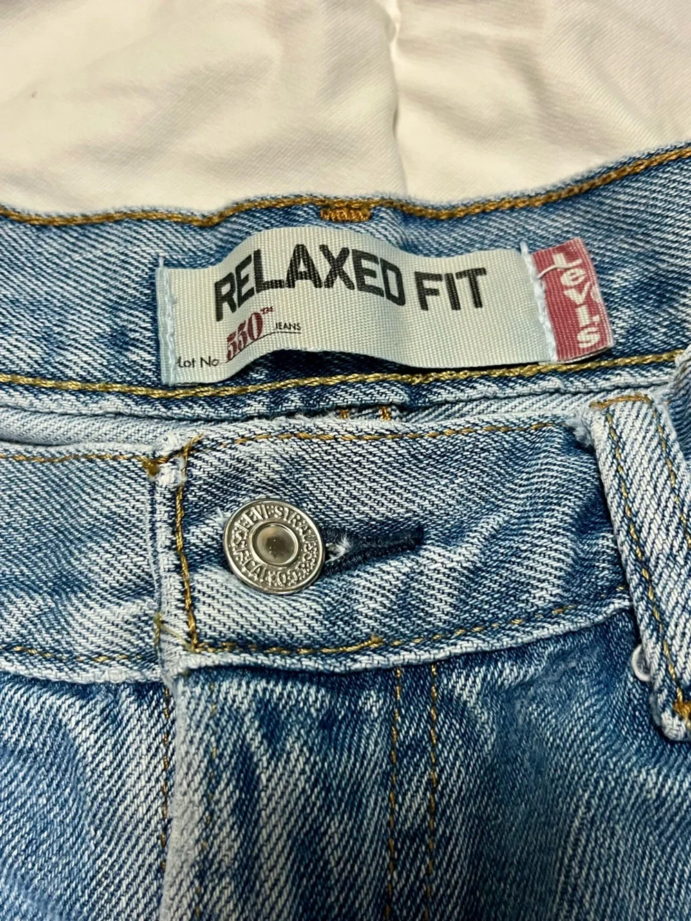 Levis 550 Relaxed Fit Distressed Light Wash Jeans Tapered Denim 90s 34x32 Mens